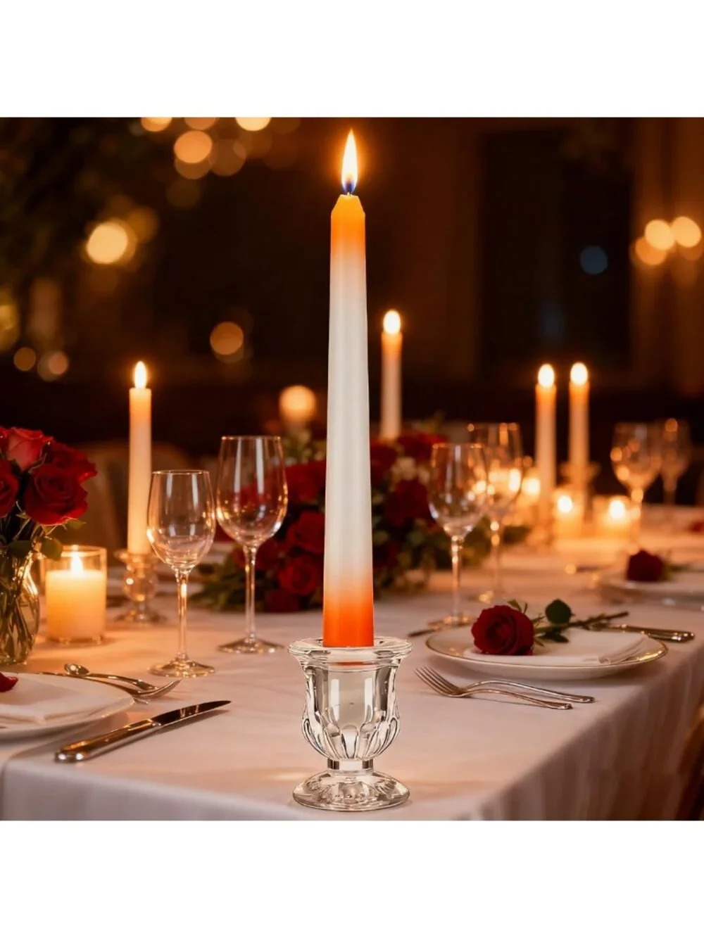 48 Clear Glass Taper Candle Holders - Elegant 2.5in Candle Holders for Home
